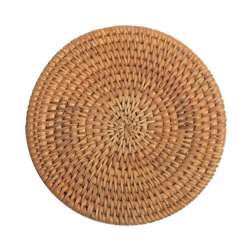 Rattan Placemats Coaster Non-Slip Moisture Absorbent For Home Kitchen Use 13 Cm Round Bamboo Hand Woven 1Set
