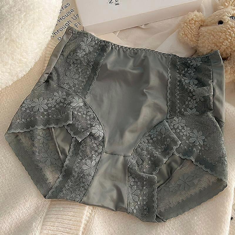 High Waist Large Size Women's Underwear Female Belly Lift Hip Breathable Simple Mulberry Silk Panties