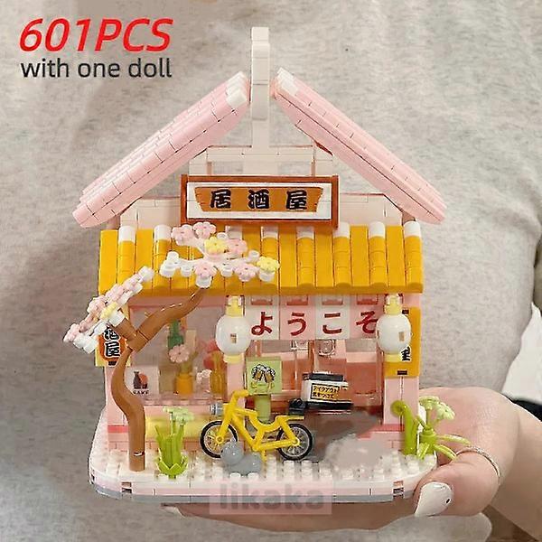 Creative Flower House Building Blocks Toys Railway Cherry Blossom Model Blocks Mini Blocks Toys