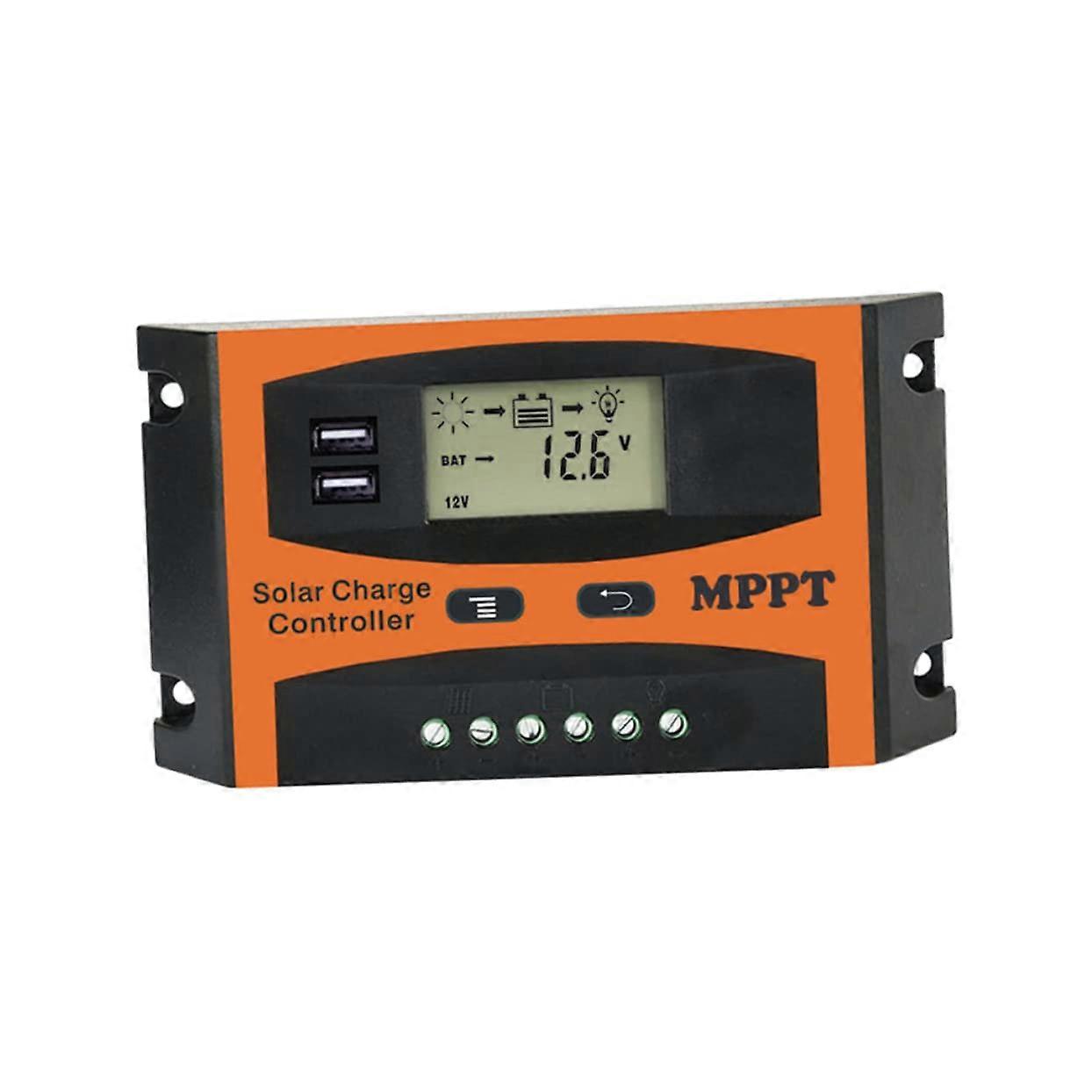 30A MPPT Solar Charge Controller 12V/24V Car LCD Dual USB for Solar Panel Integrated Timer Efficient Solar Controller for Photovoltaic Systems