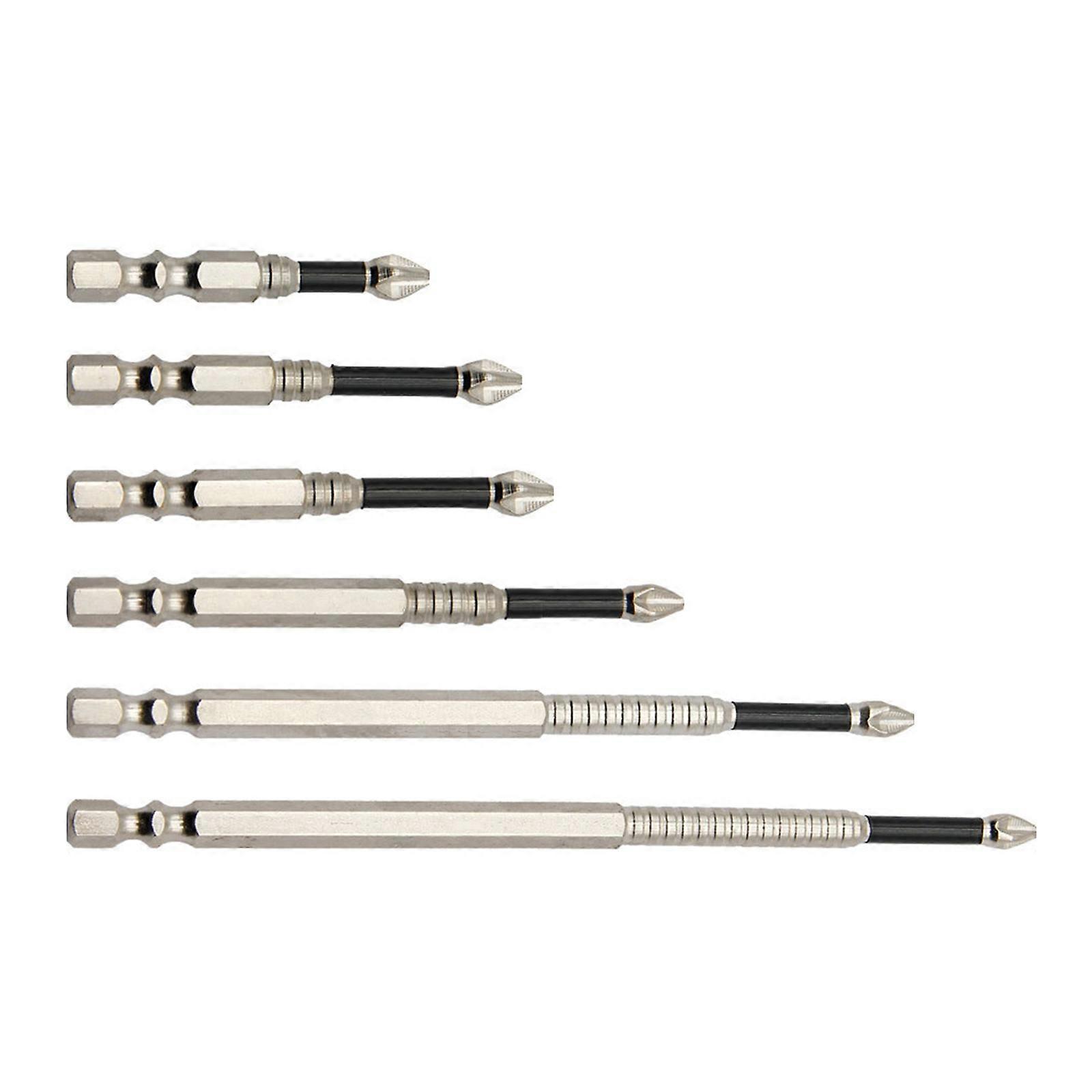 6Pcs Alloy Steel NonSlip Long Drill Bits 50-150mm Impact Driver Bit Set With Magnetic Impact Resistance Waterproof Bits Multicolor