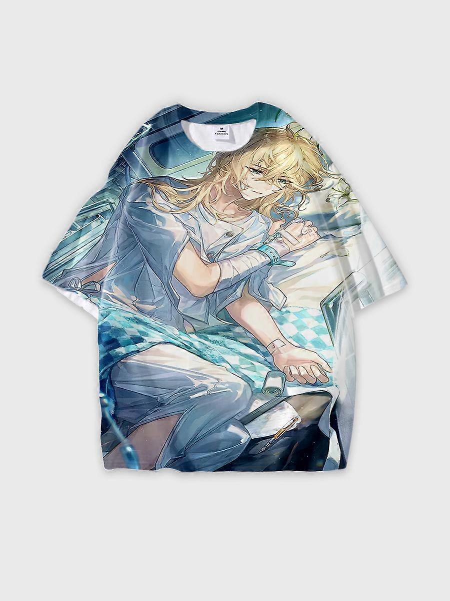 T-shirt round neck Role Pattern loose short sleeve E973