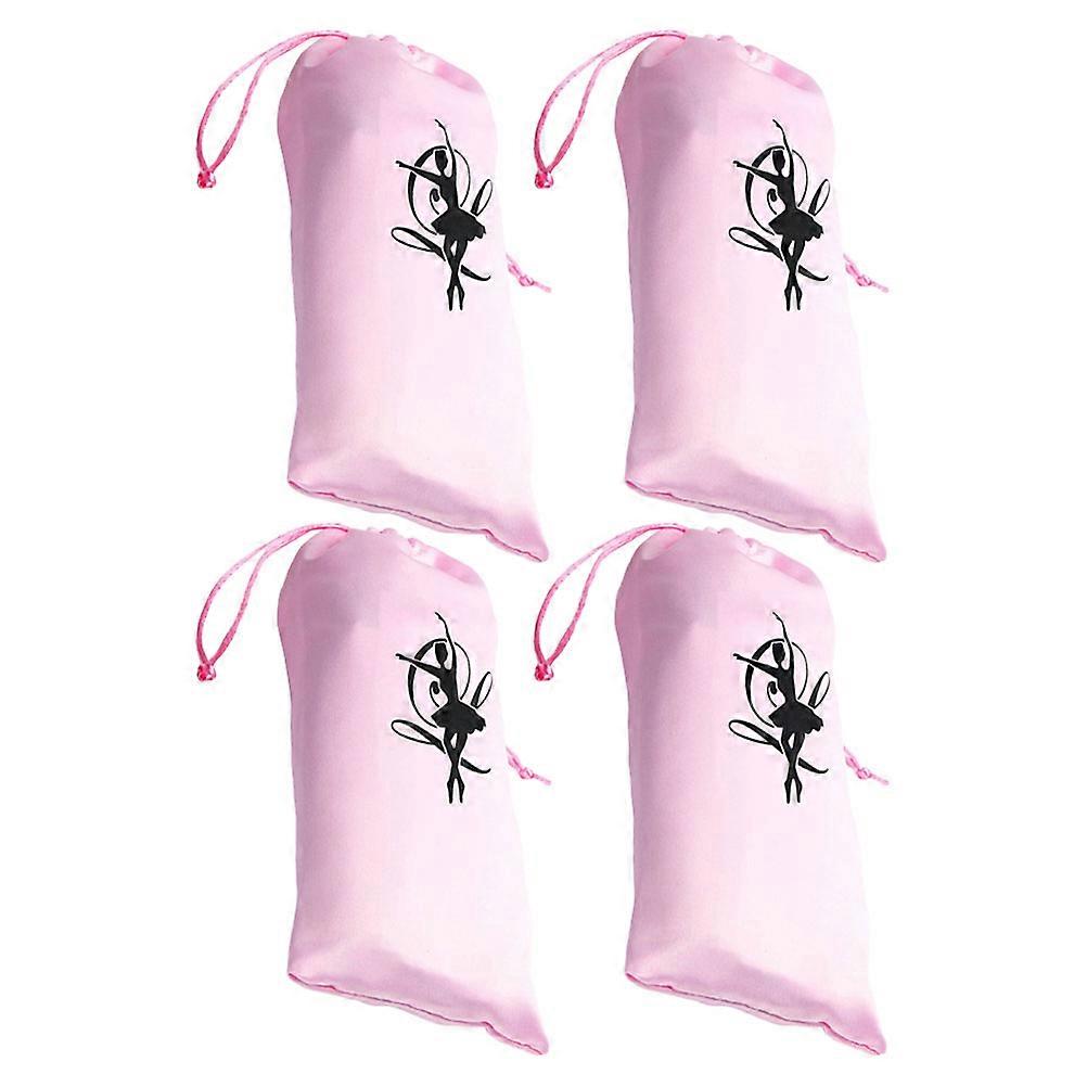 4pcs Satin Ballet Dance Shoe Bags with Soft Sole Pouch for Comfortable Foot Protection and Shoe Storage in Dance Classes, Performances, and Training