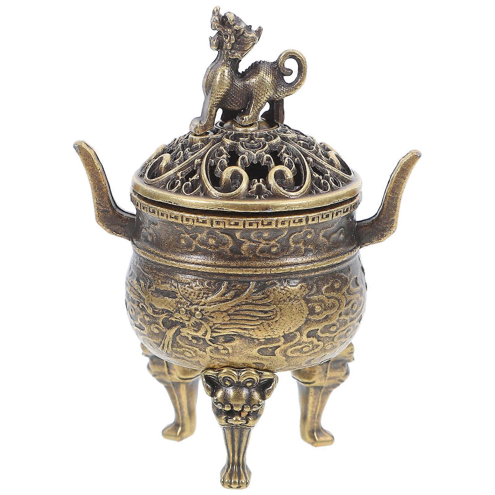 Elegant Golden Copper Incense Burner for Holding Incense ThreeLegged Design Compact Size