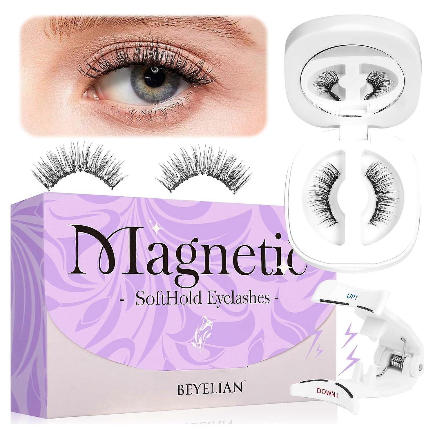 Soft Magnetic Eyelashes, Reusable Magnetic Eyelashes with Applicator, Natural Look, No Glue Required, Comfortable and Firm, Suitable for All Day