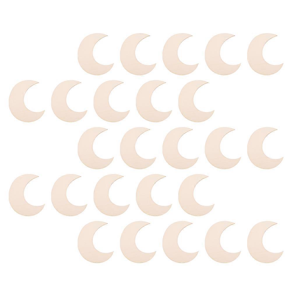 50pcs Blank Synthetic Material Slices for Decor DIY Crafts Khaki Moon Shaped Hanging Pieces