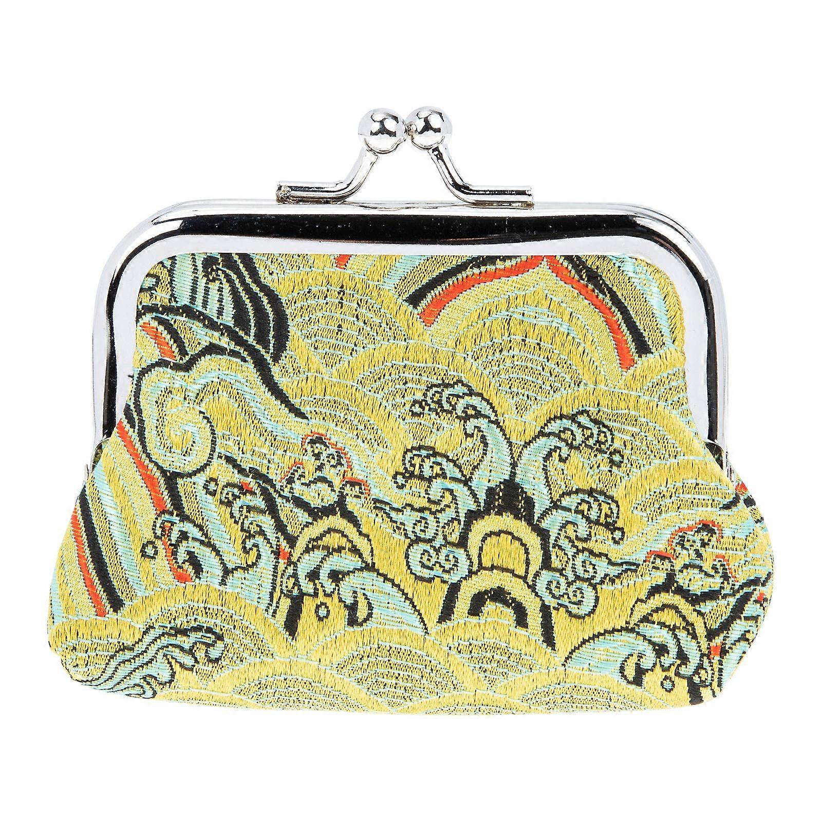 Retro Style Change Purse Coin Storage Pouch For Travel Photo Props Yellow 1Pack