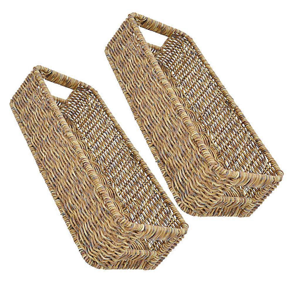 Woven Cutlery Basket Utensil Organizer for Kitchen Storage – Deep Brown, Holds Chopsticks & Silverware for Tabletop Organization