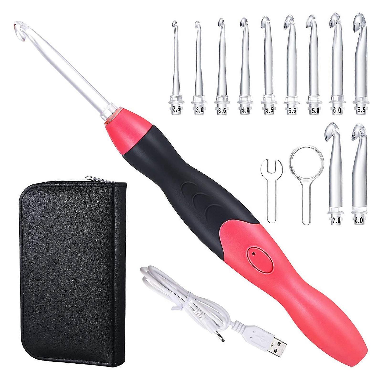 Light Up Crochet Hooks Crochet Hooks LED Sewing Instruments Set of 13 Interchangeable Heads Knitting Accessories with Bag