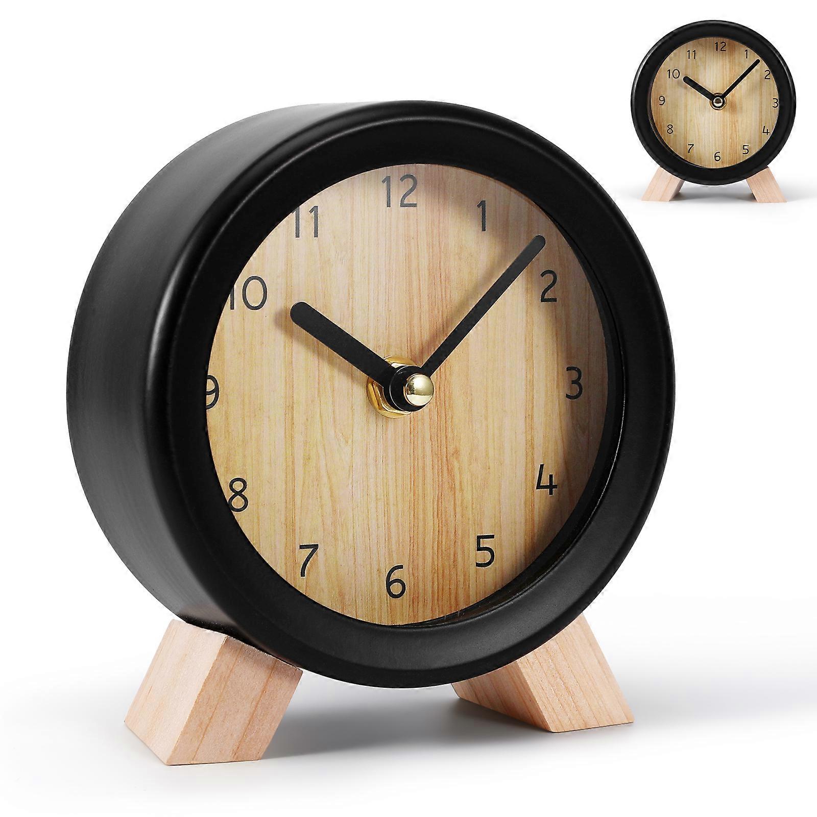 Creative Solid Wood Minimalist Desktop Clock (Black)