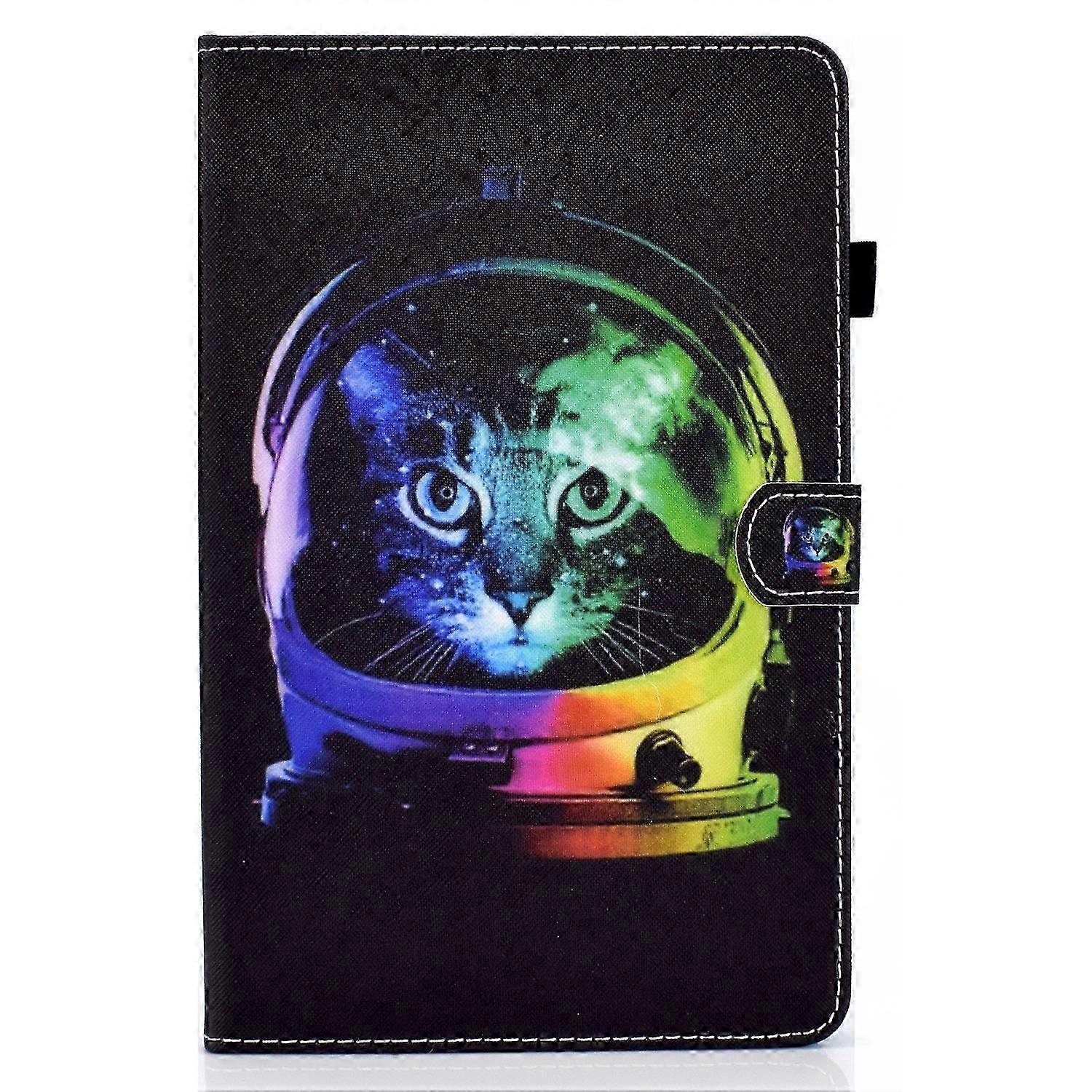 Tablet Case For Lenovo Tab M9 Sewing Thread Horizontal Painted Tablet Leather Case(Space Cat)