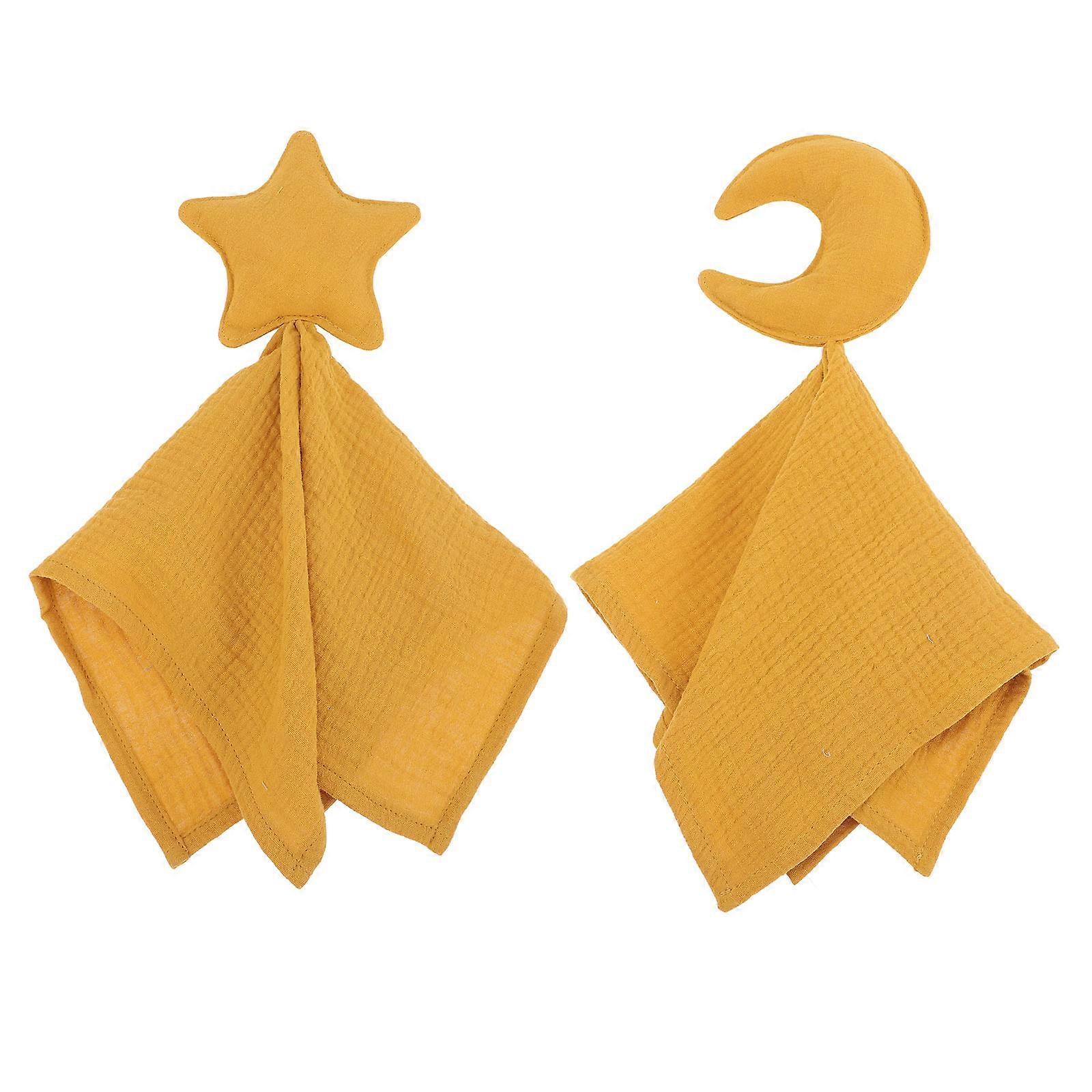 2pcs Security Blankets Set   Moon & Star Snuggle Blankets for Crib Bedding, Soft Comforter Towel with Durable Design for Gentle Touch and Comfortable