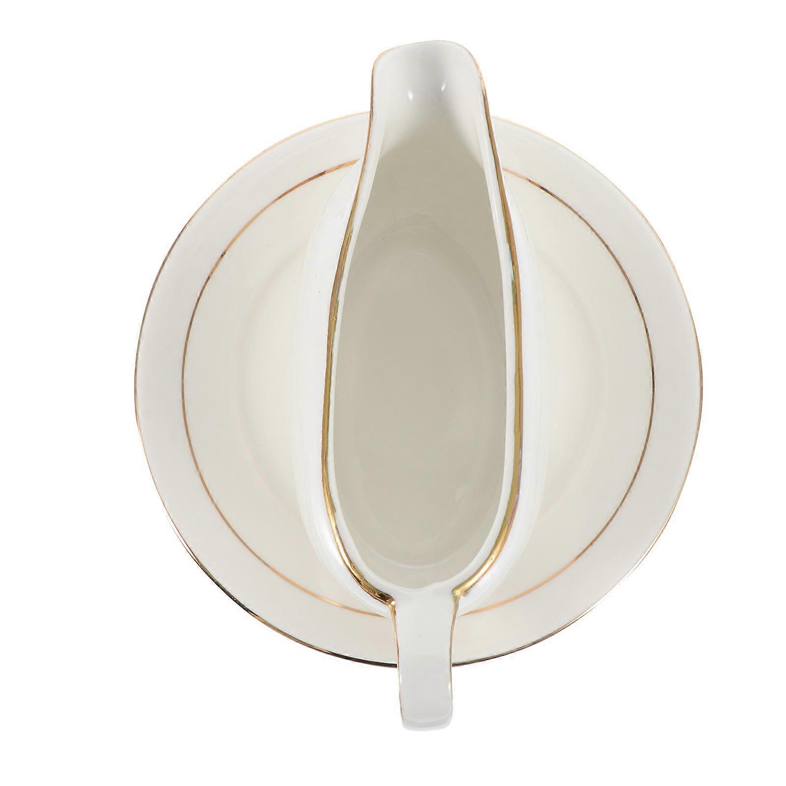 Oval Ceramic Sauce Pitcher Professional Chef Cooking 20.00X8.00X8.00CM Serve Salad Dressing 1 Set