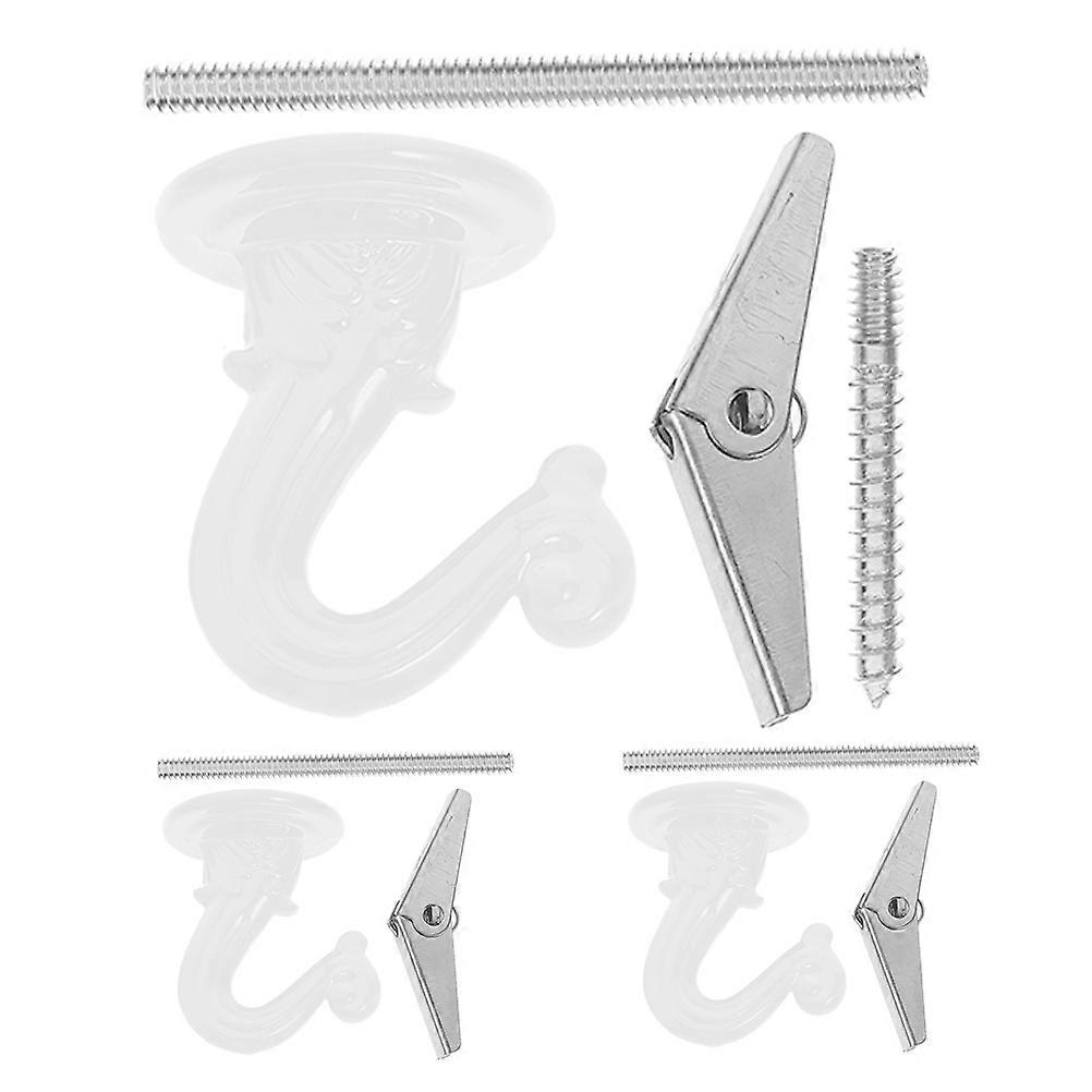 3 Pack Heavy Duty White Ceiling Hooks with Hardware for Hanging Plants, Lights & Bird Feeders – Sturdy Metal Swag Hooks for Indoor and Outdoor Use –