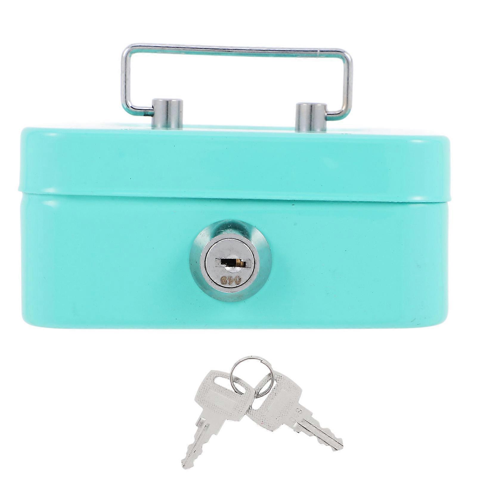 Multi Functional Locking Cash Box For Secure Coin Use Portable Green Metal Money Holder 1Pcs