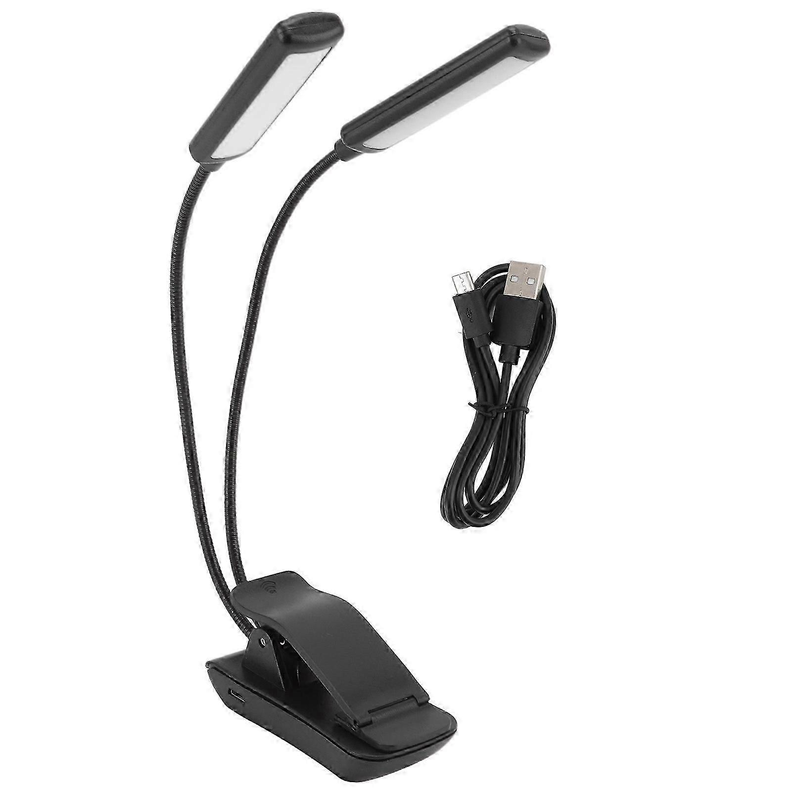 LED Reading Light USB Rechargeable Eye Protection 360 Gooseneck Clip On Dual Book Lamp for Study Camping