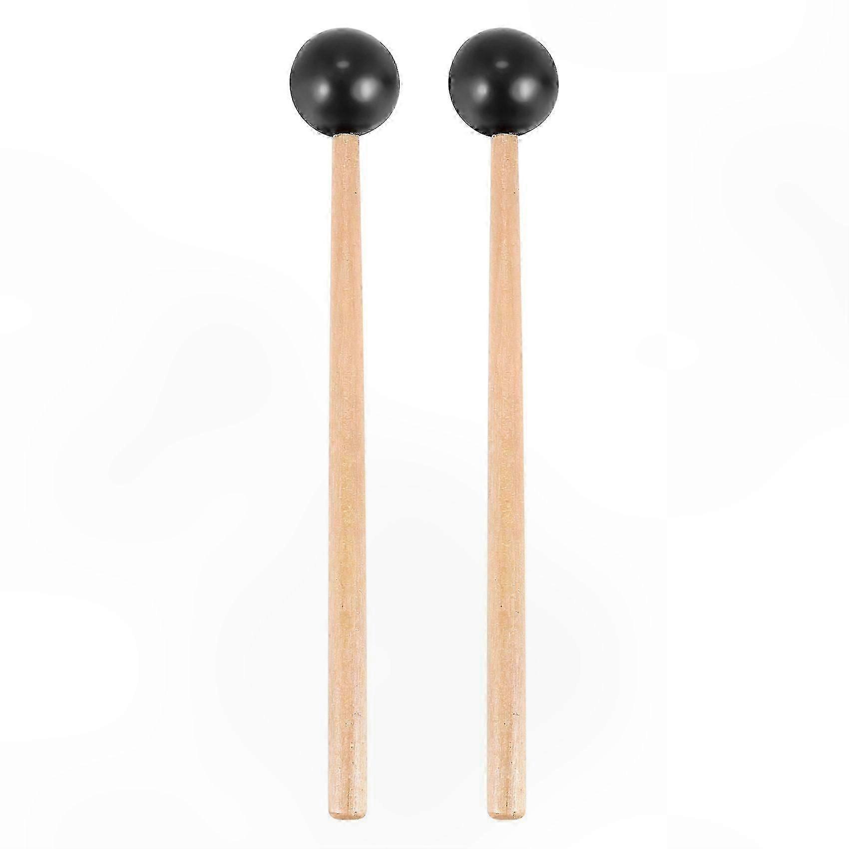 2-Pack Rubber Head Mallets with Wood Handles for Xylophone and Glockenspiel Music Instruments
