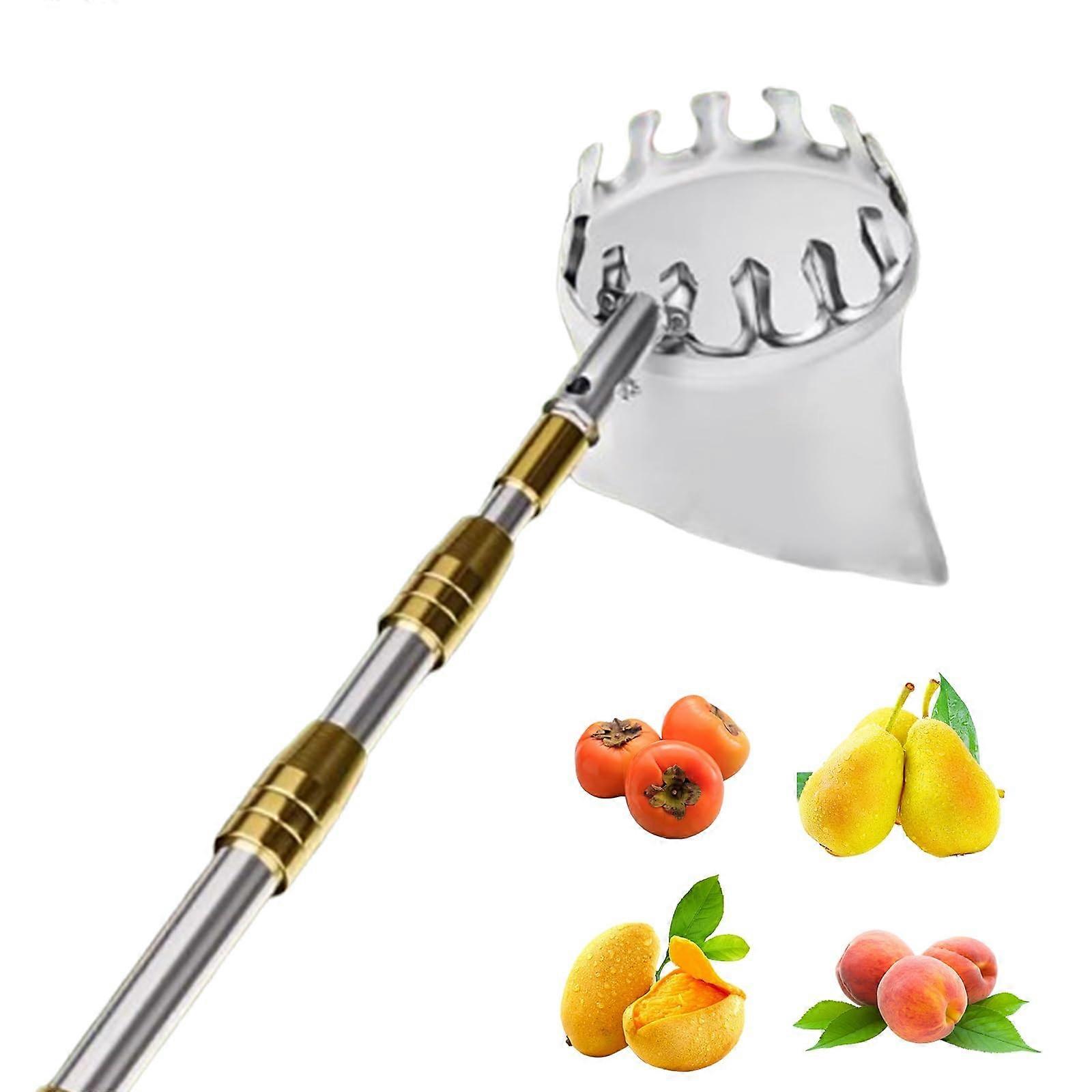 Fruit Picker Telescoping Stainless Steel Fruit-Picking Tool For Pears Lemons Oranges Apricots Limes Extendable 4m Reach