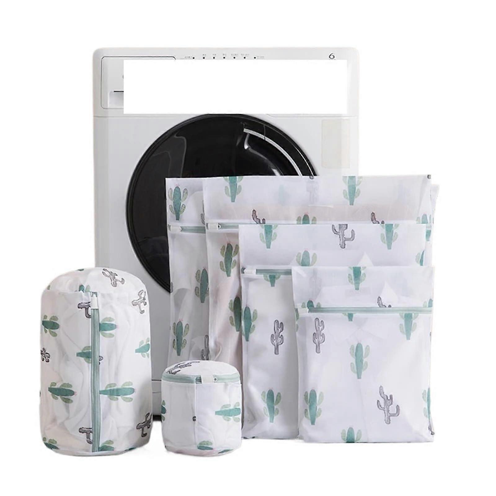Wash Bags for Washing Machine - Fine Mesh Laundry Bag with Cute Cactus Print, Multiple Sizes for Clothes and Underwear Organization