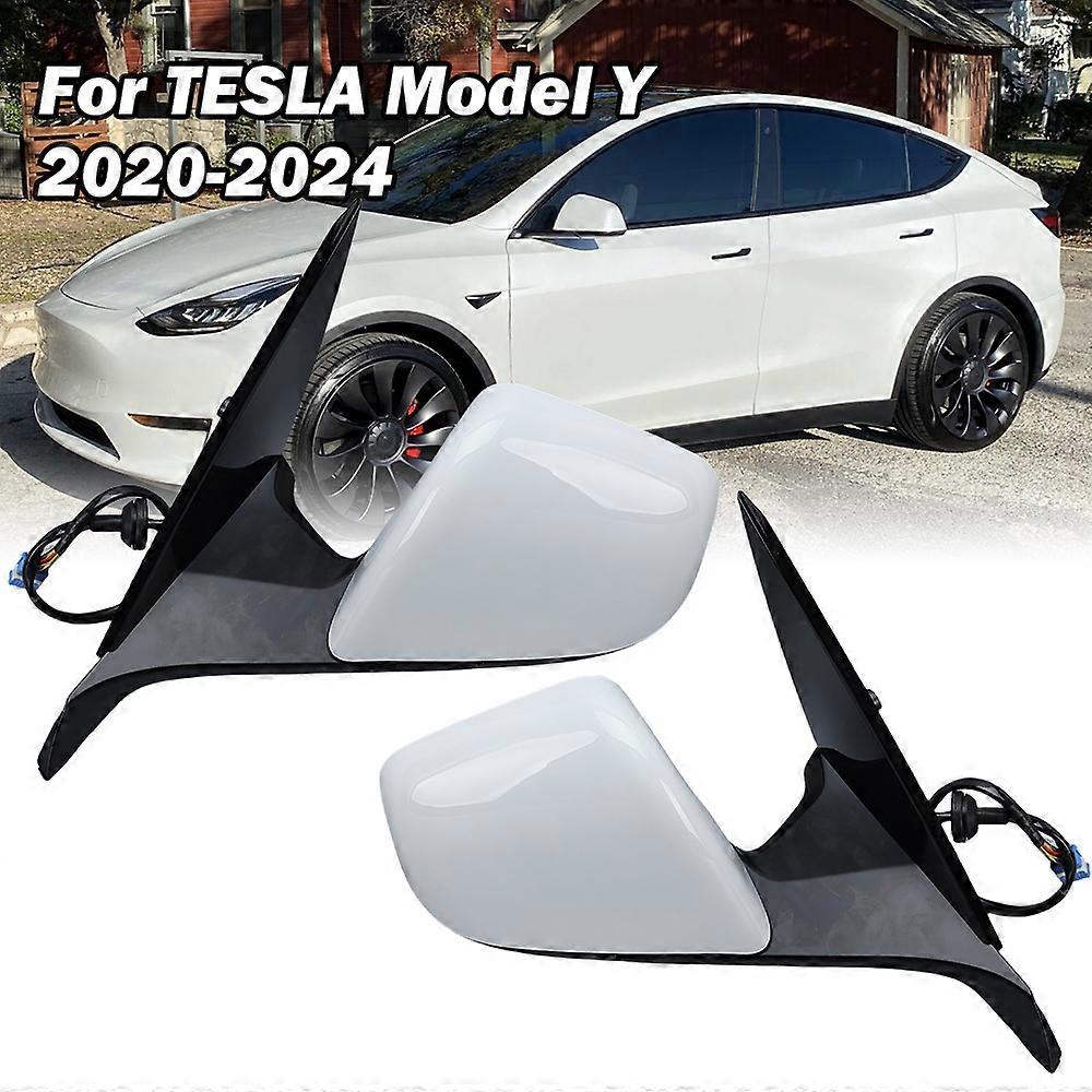 Applies to 13 Pins Rearview Wing Mirror Assembly For Tesla Model Y 2020 2021-2024 With Flap Without Label White Door Mirror Car Accessories