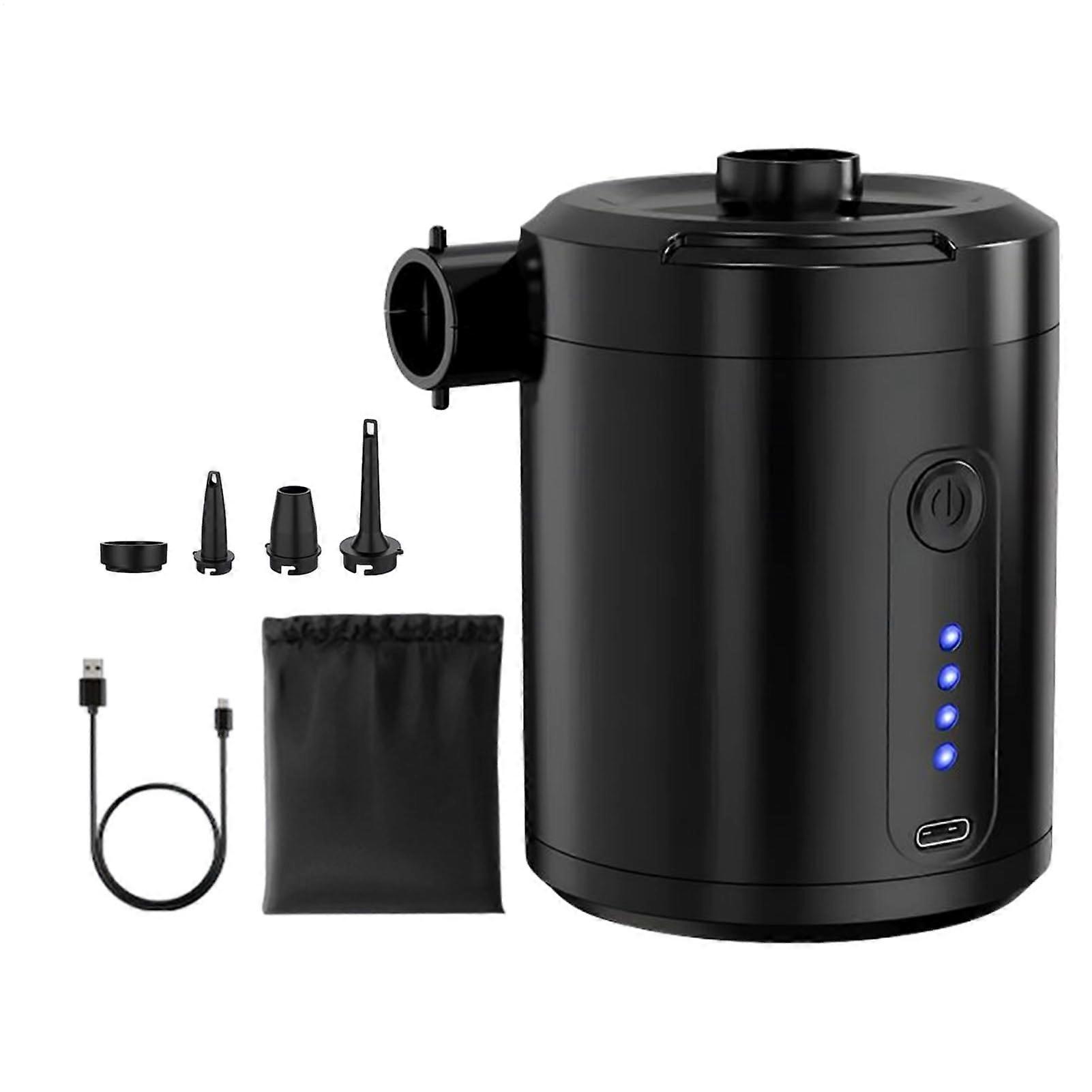 Electric Air Pump, Rechargeable Portable Compressor for Mattress, Tent, and Balloons - Silent Wireless Inflator with Nozzles
