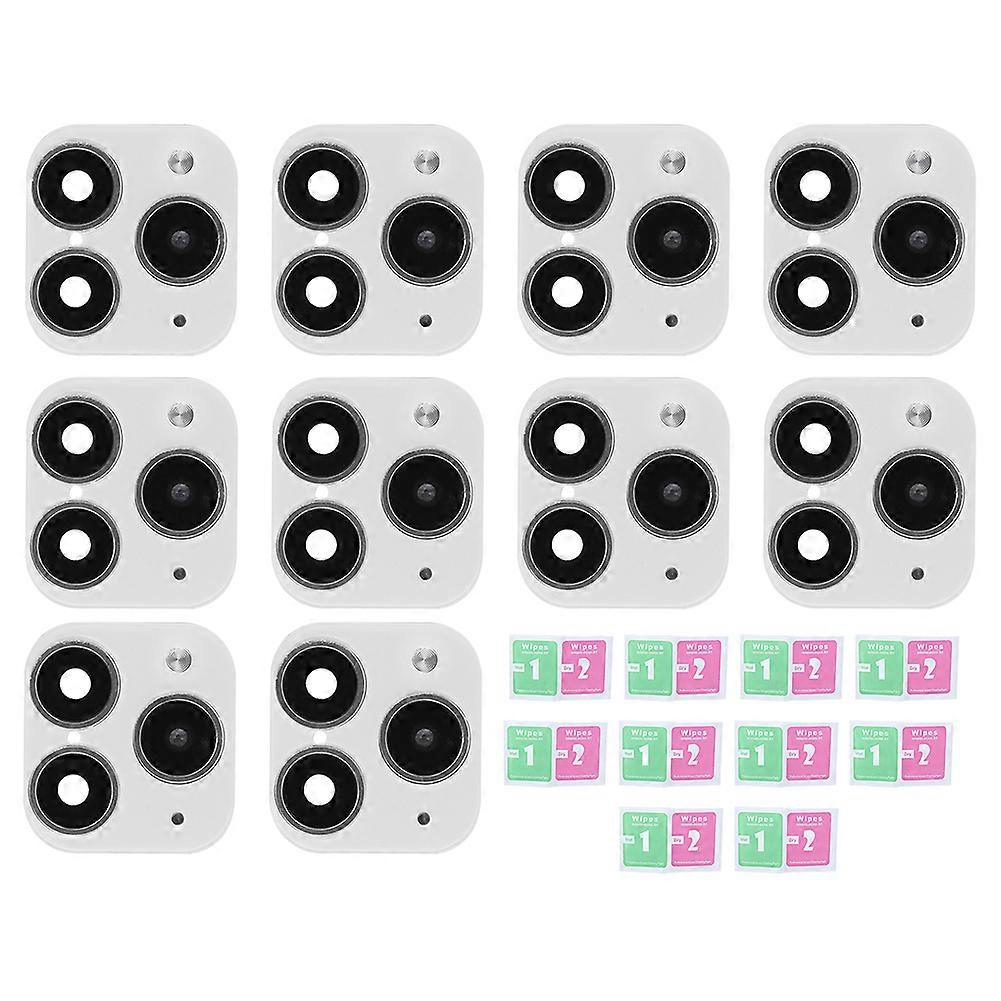Transform Your iPhone: 10Pcs Camera Sticker Lens Cover for iOS X/XR/XS Max - Silver