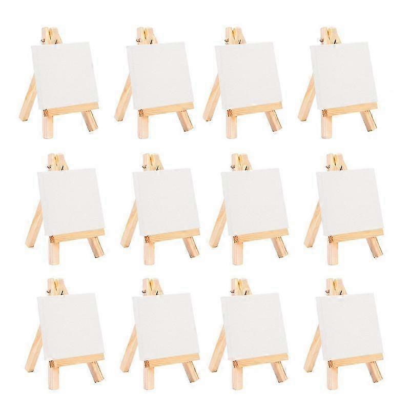 12Pcs Artists Mini Easel Set with 3x3 Inch Canvas for Painting & Drawing DIY Table Easel Kit