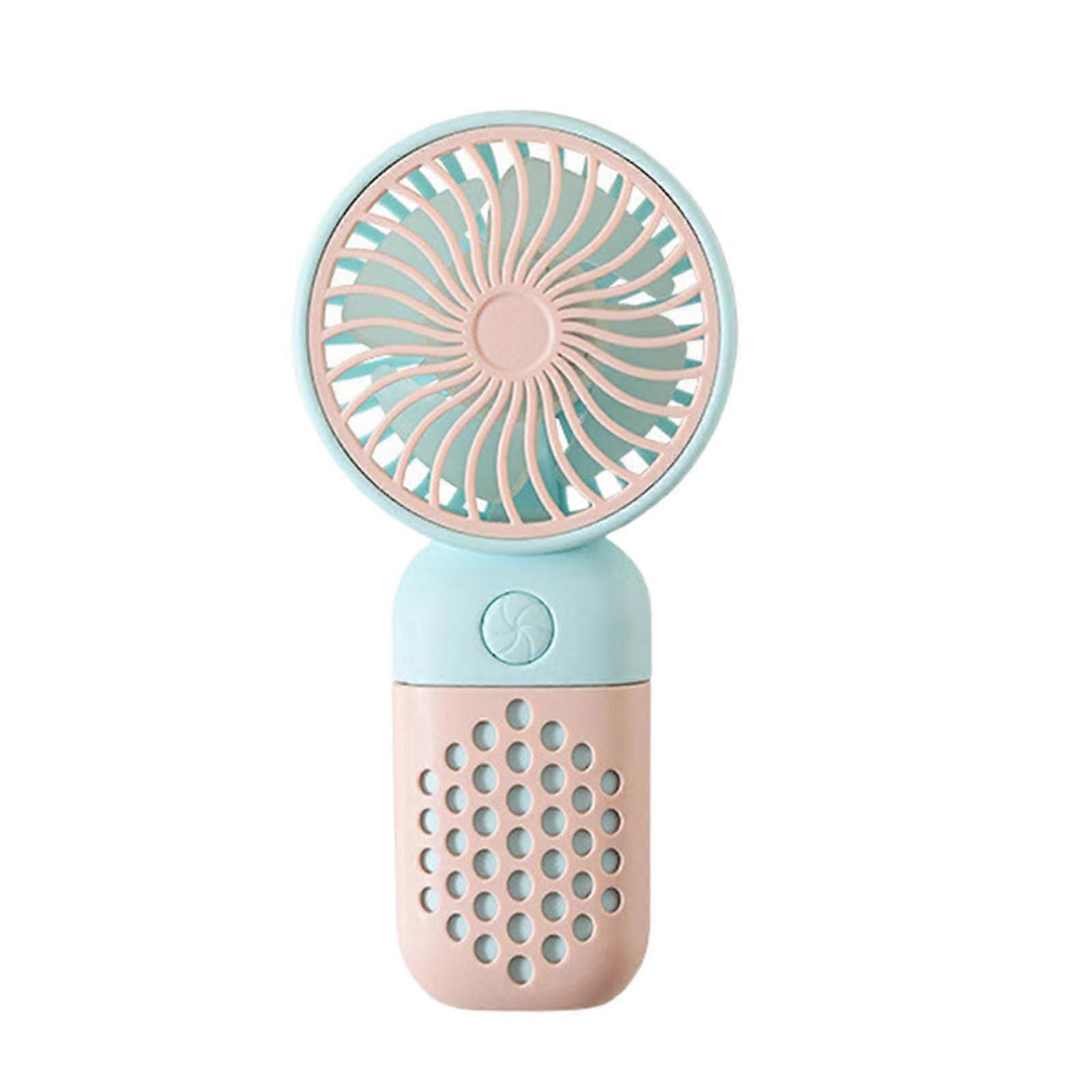 Miniature Handheld Cooling Fan USB C Rechargeable Portable Airflow Device for Study Work Travel Library Use Blue