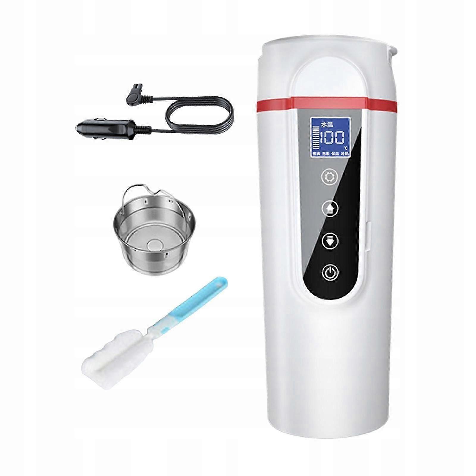 12v/24v Car Kettle Electric Kettle Large Screen Temperature Display White