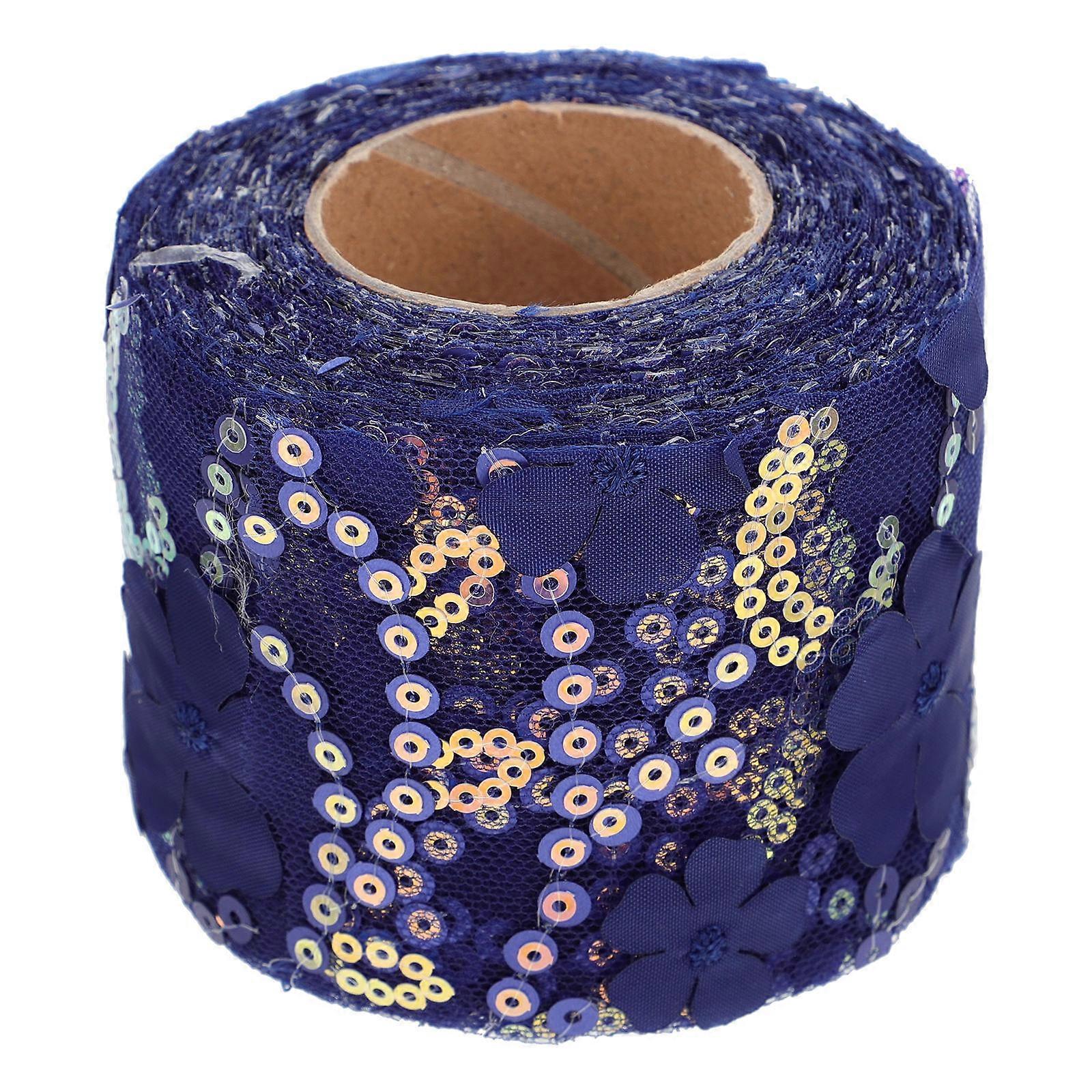 Floral Ribbon Bowknot Decorative for Diy Projects Blue Polyester 1Pack