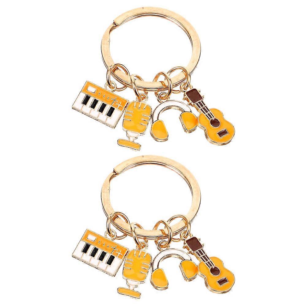 Music Keychain Keyboard Keychain for Car Keys Zinc Accessory 2Pcs