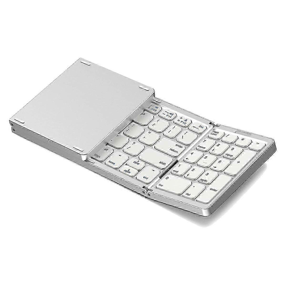 Clavier sans fil pliable : rechargeable par USB, compatible avec iOS, Android, PC Windows et smartphones - Argent