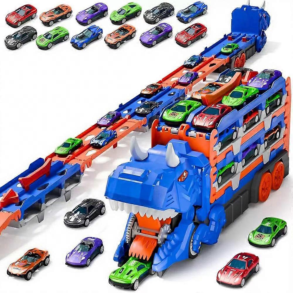 Bil Lastbil Leksaker Set Dinosaur Transport Lastbil Med 12PCS Bilar Leksaker För Pojkar