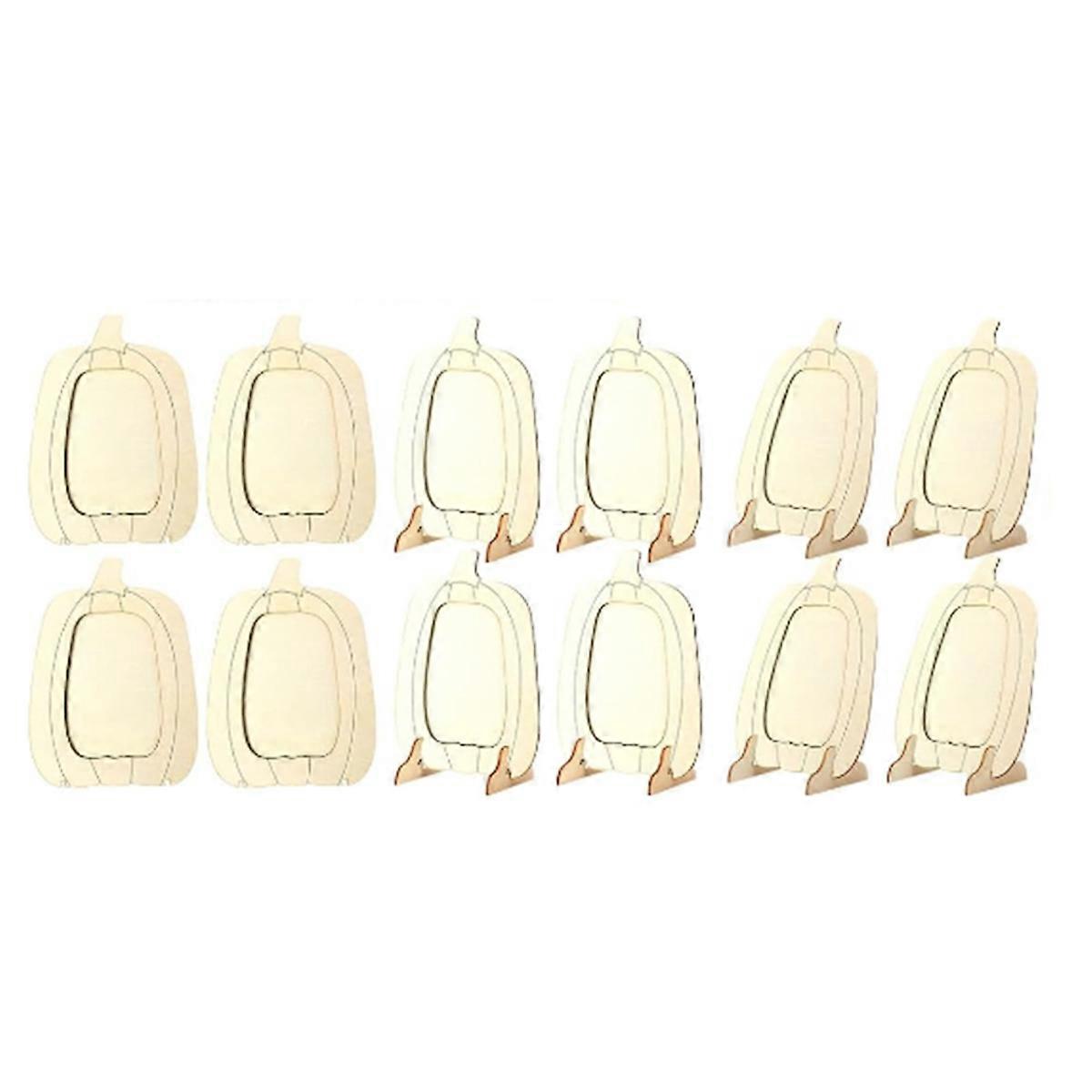 12 Pcs Fall Crafts Wooden Pumpkin Picture Frames Thanksgiving Photo Frames Bulk for DIY Crafts Autumn Decor