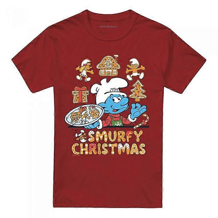 The Smurfs Unisex Adult Brainy Smurf Cookie Christmas T-Shirt