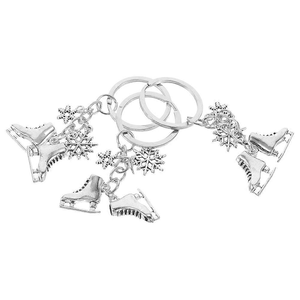 Snowflake Keychains Ice Sports Zinc Alloy Backpack Pendant Silver Function 3Pcs