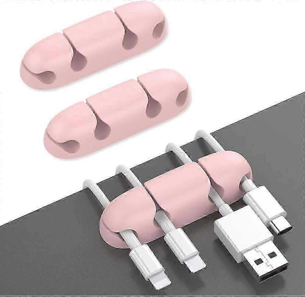 3 Pack Cord Holders for Desk, Strong Adhesive Cord Keeper Cable Clips Organnizer for Organizing USB Cable/Power Cord/Wire Home Office and Car(Pink)