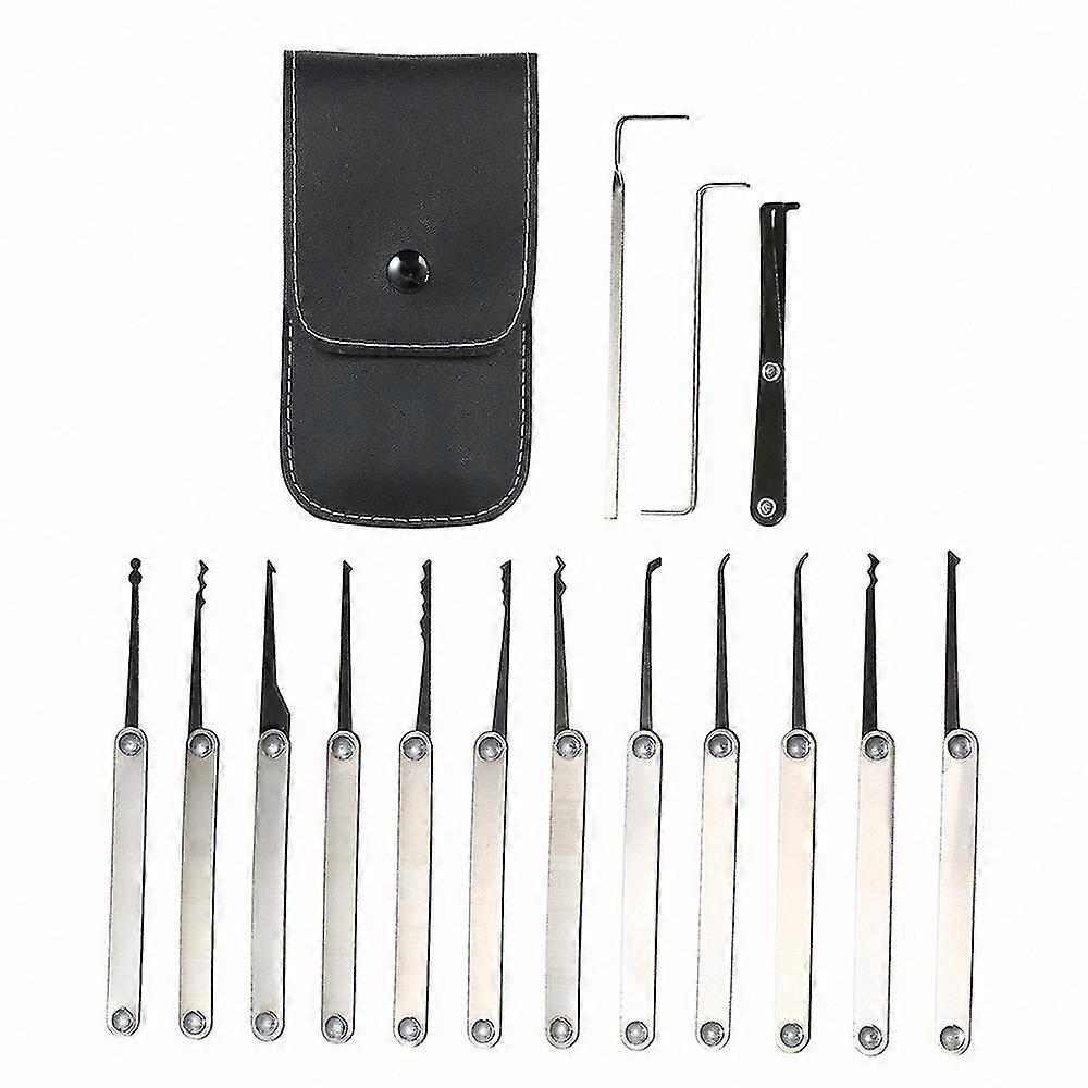Stainless Steel Lock Picking Kit with 15 Tools for Beginner Practice and Training