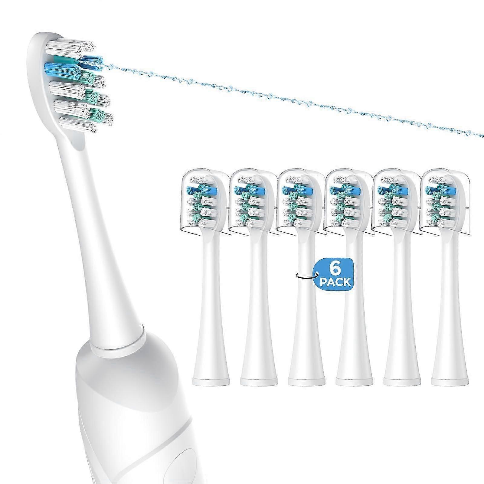 6 Pack Toothbrush Replacement Heads Compatible with WaterPik Sonic Fusion 2.0 Flossing