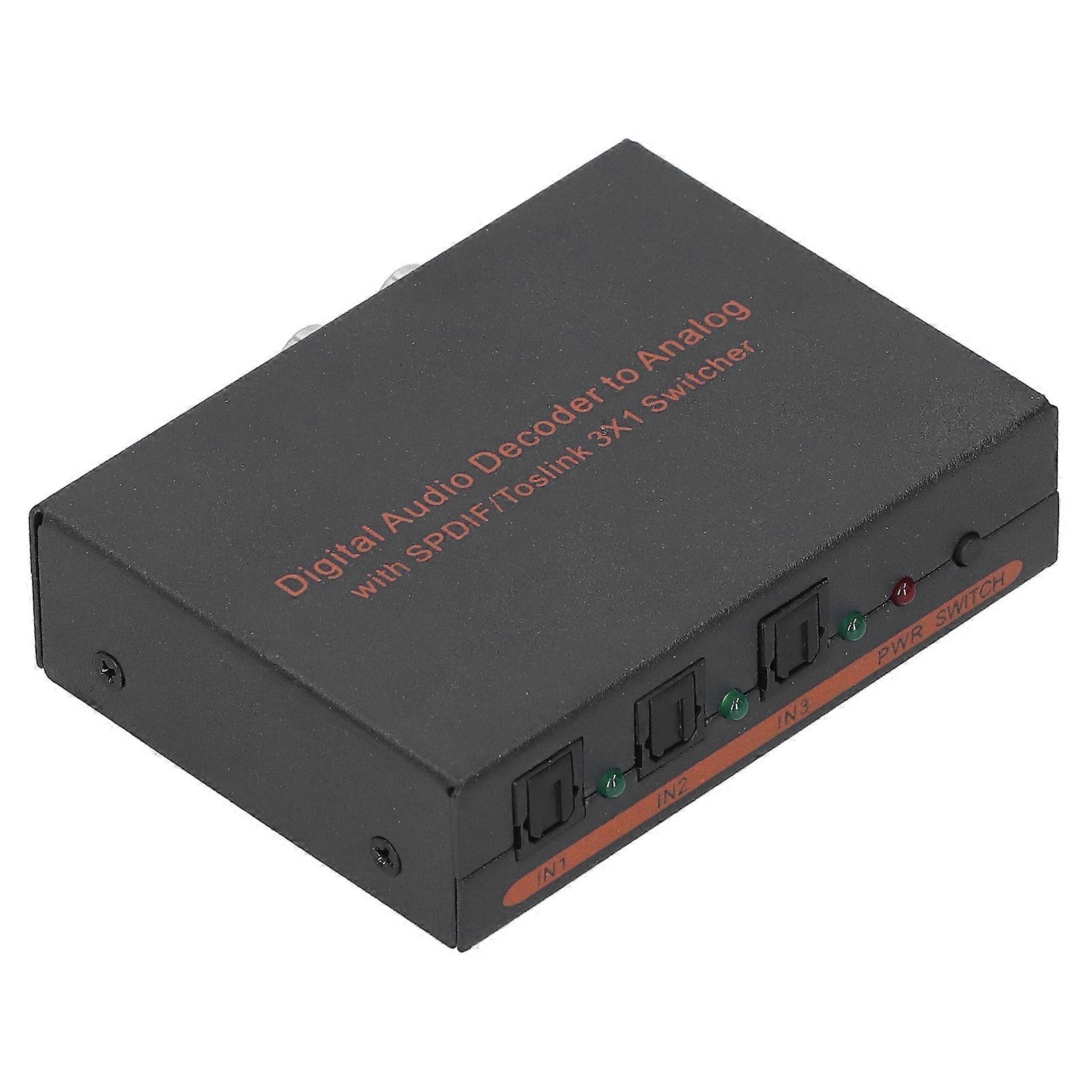 3x1 Optical Fiber Digital Audio Decoder SPDIF/AV RCA Converter
