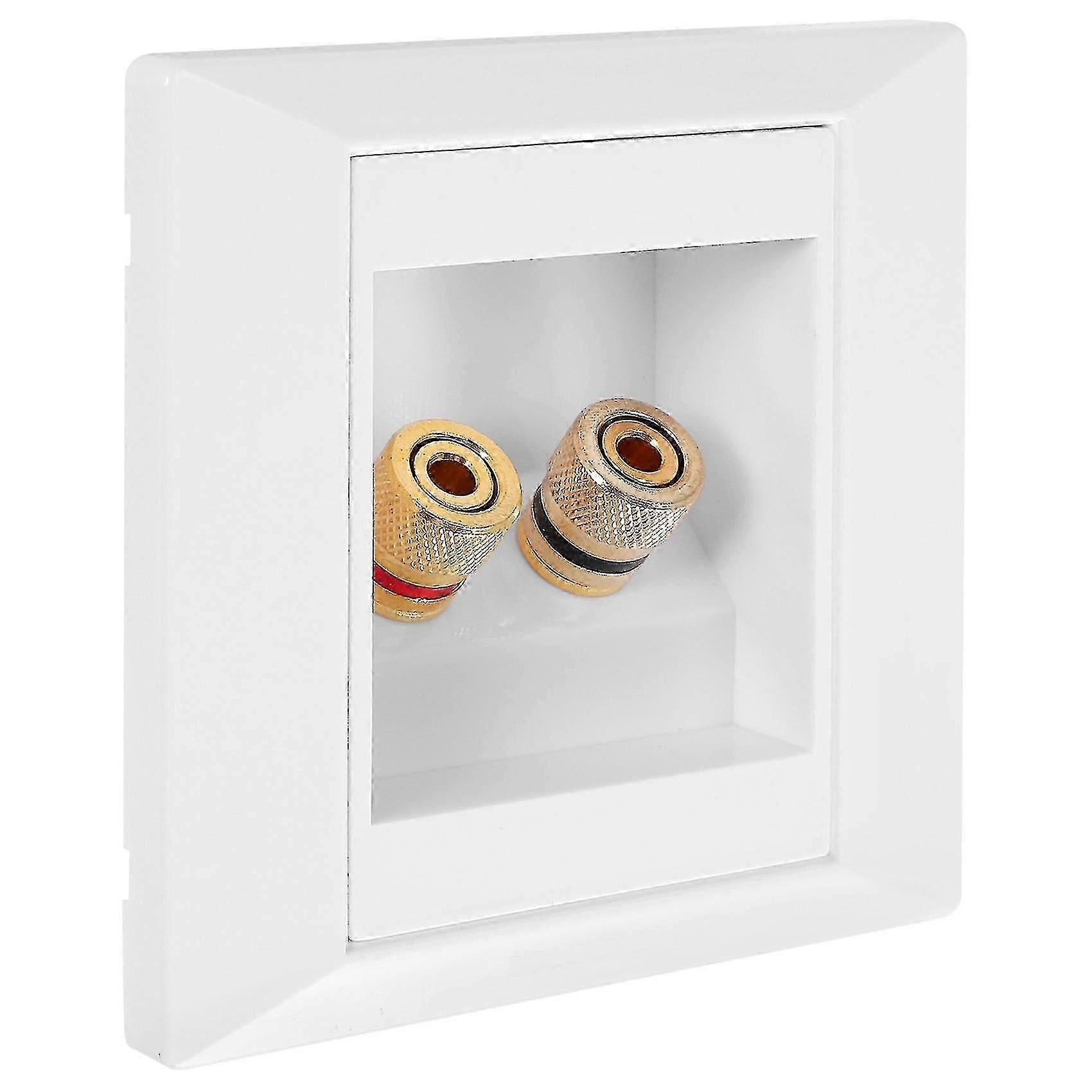 منفذ توصيل مقبس حائط مع 2 مقبس مكبر صوت أبيض