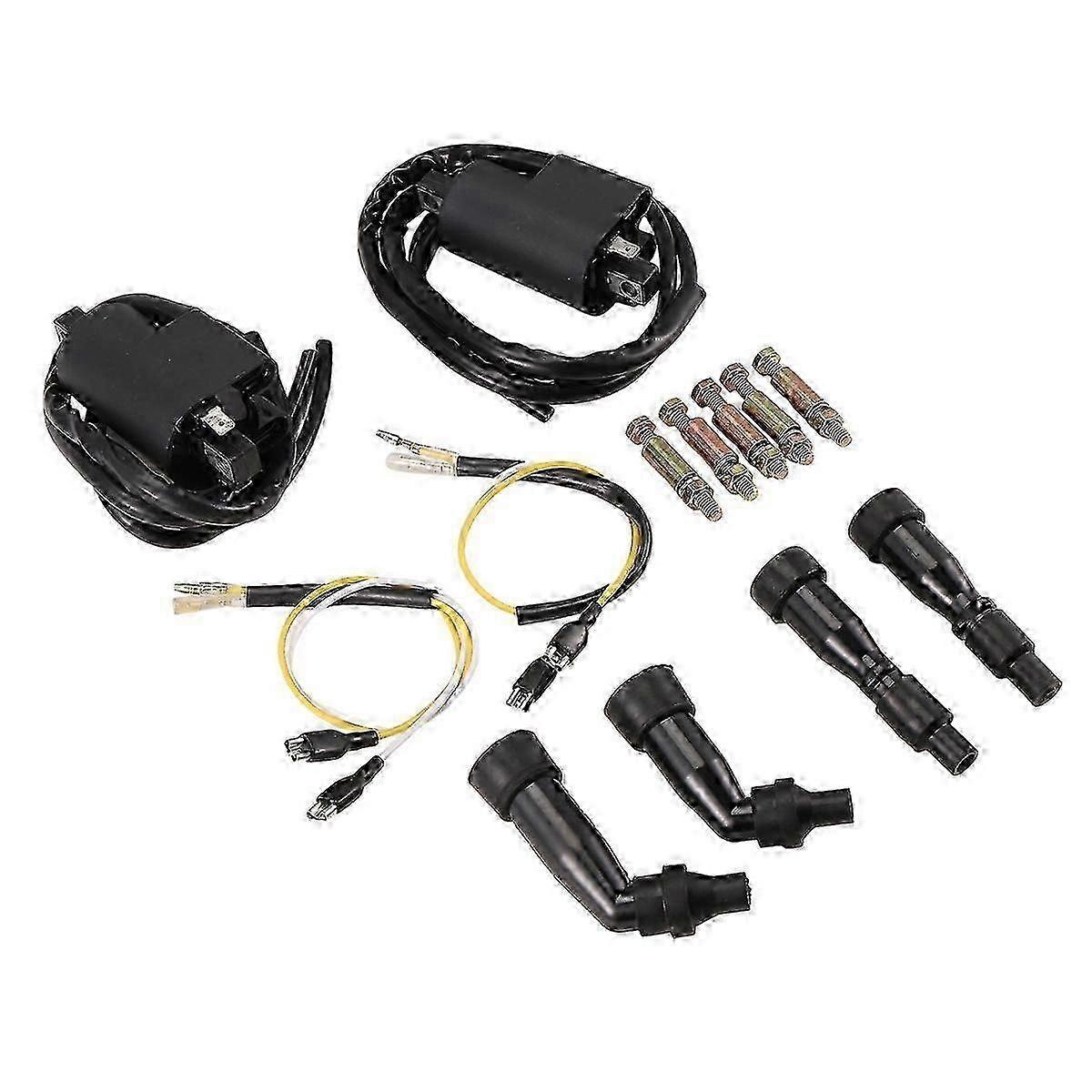 2 Ignition Coils & Caps Set for Suzuki GS550 GS650 GS750 GS850 GS1000 GS1100 & Kawasaki KZ400 KZ650 KZ750 KZ900