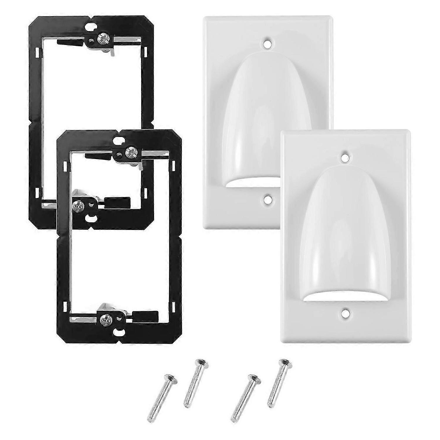 Single Gang Bundled Cable Wall Plate 1-Gang with Bracket (2-Pack, )