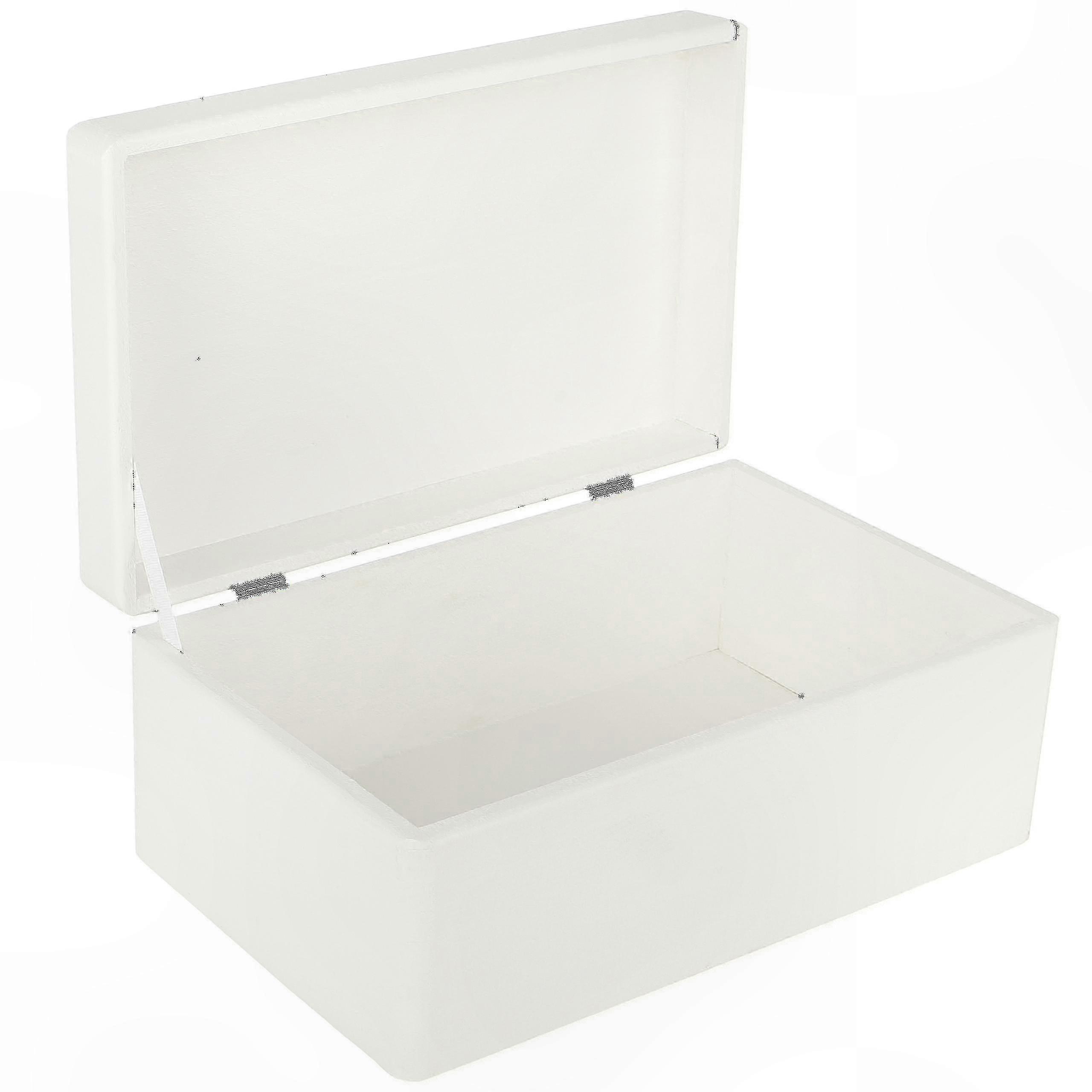 White Wooden Storage Box with Lid Large Size