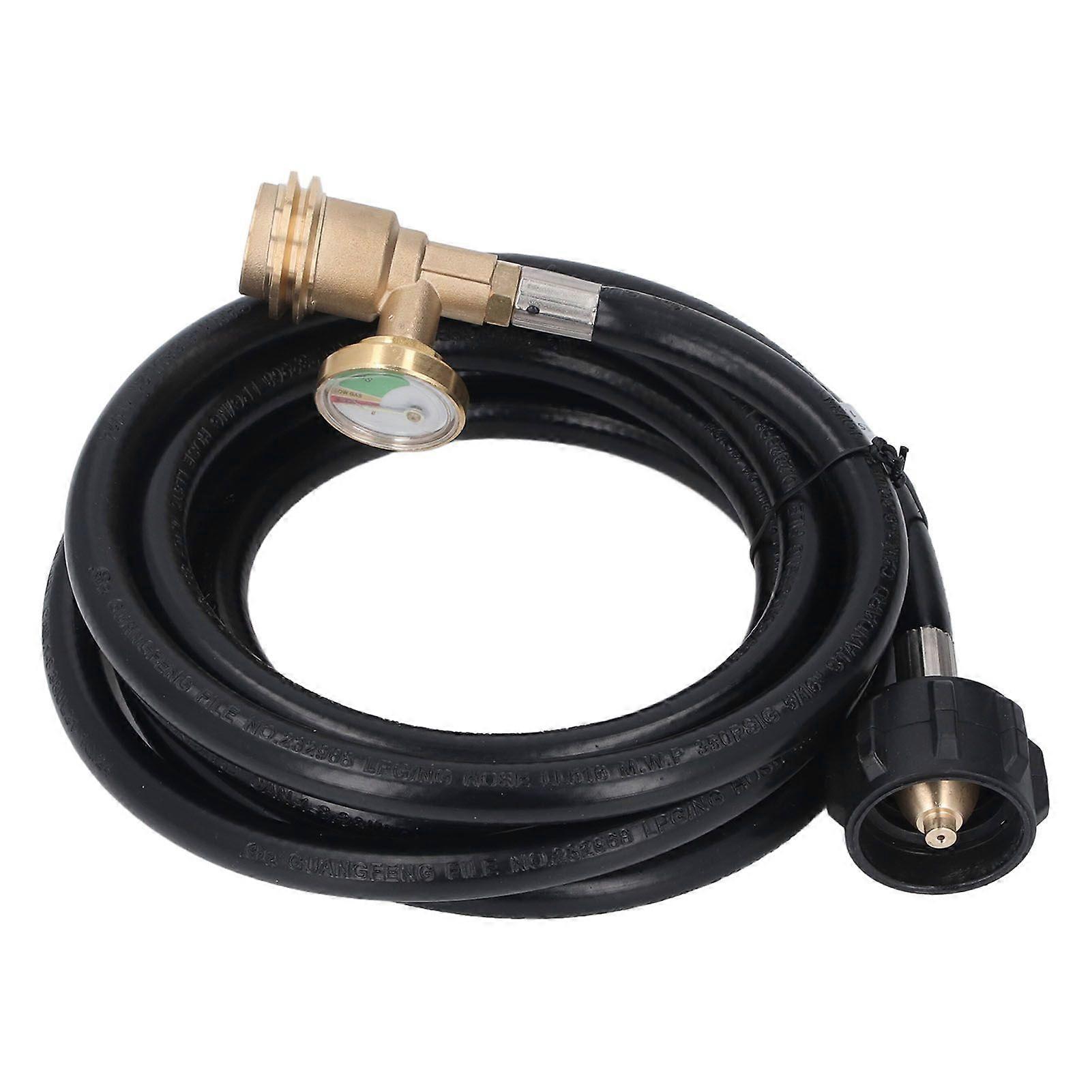 Fuel Gas Extension Hose 12ft with Pressure Gauge Leakage Detector Replacement for Tank BBQ Grill Heater CH3CH2CH3