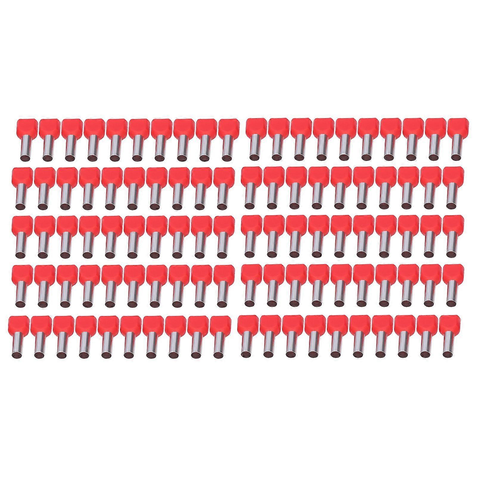 100Pcs Cord End Terminals 2 Insulated Ferrule Pin Copper Crimp Connector AWG 10 6.0mm TE6014