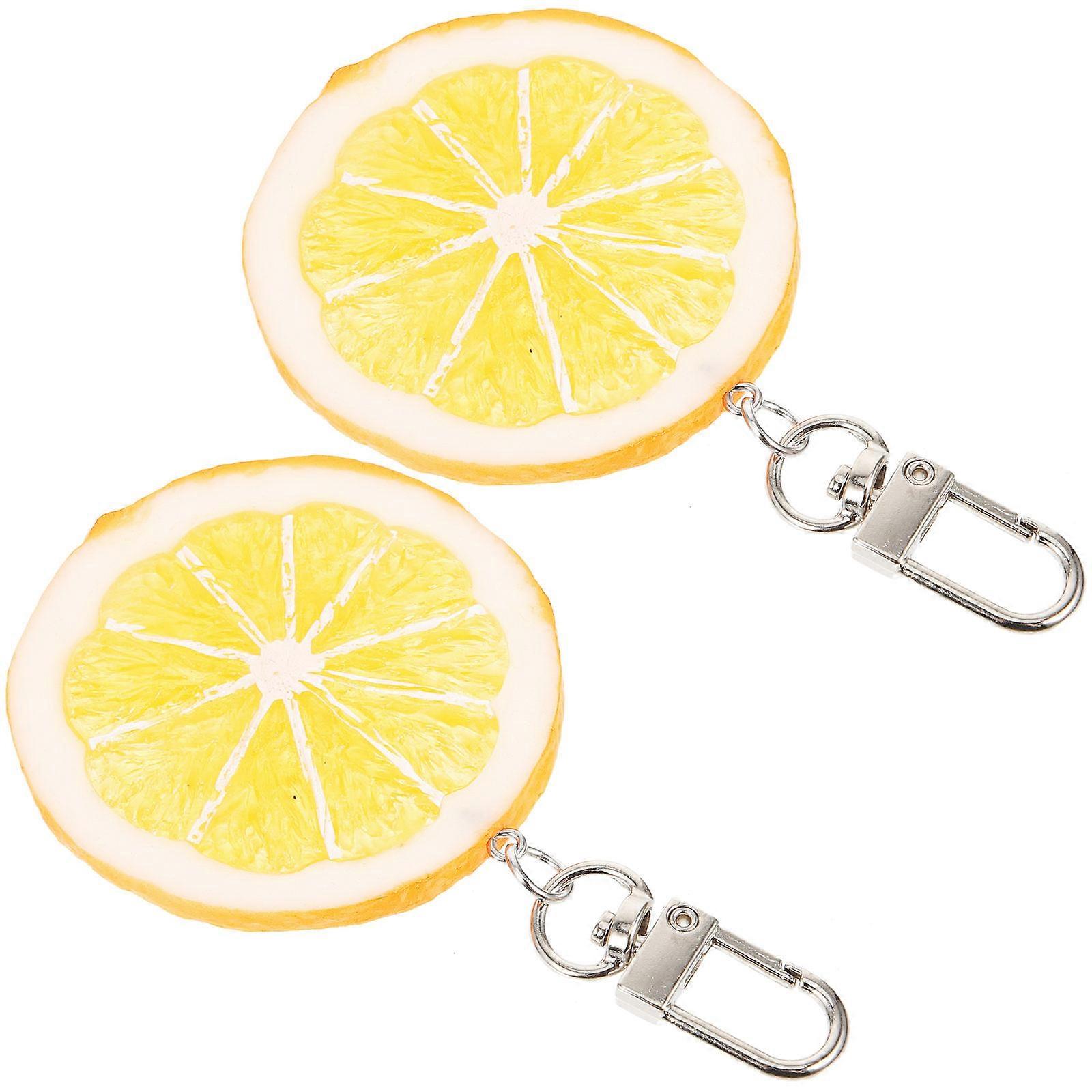 Orange Fruit Design Keychains Lemon-Shaped Keychains for Decor 10Pcs