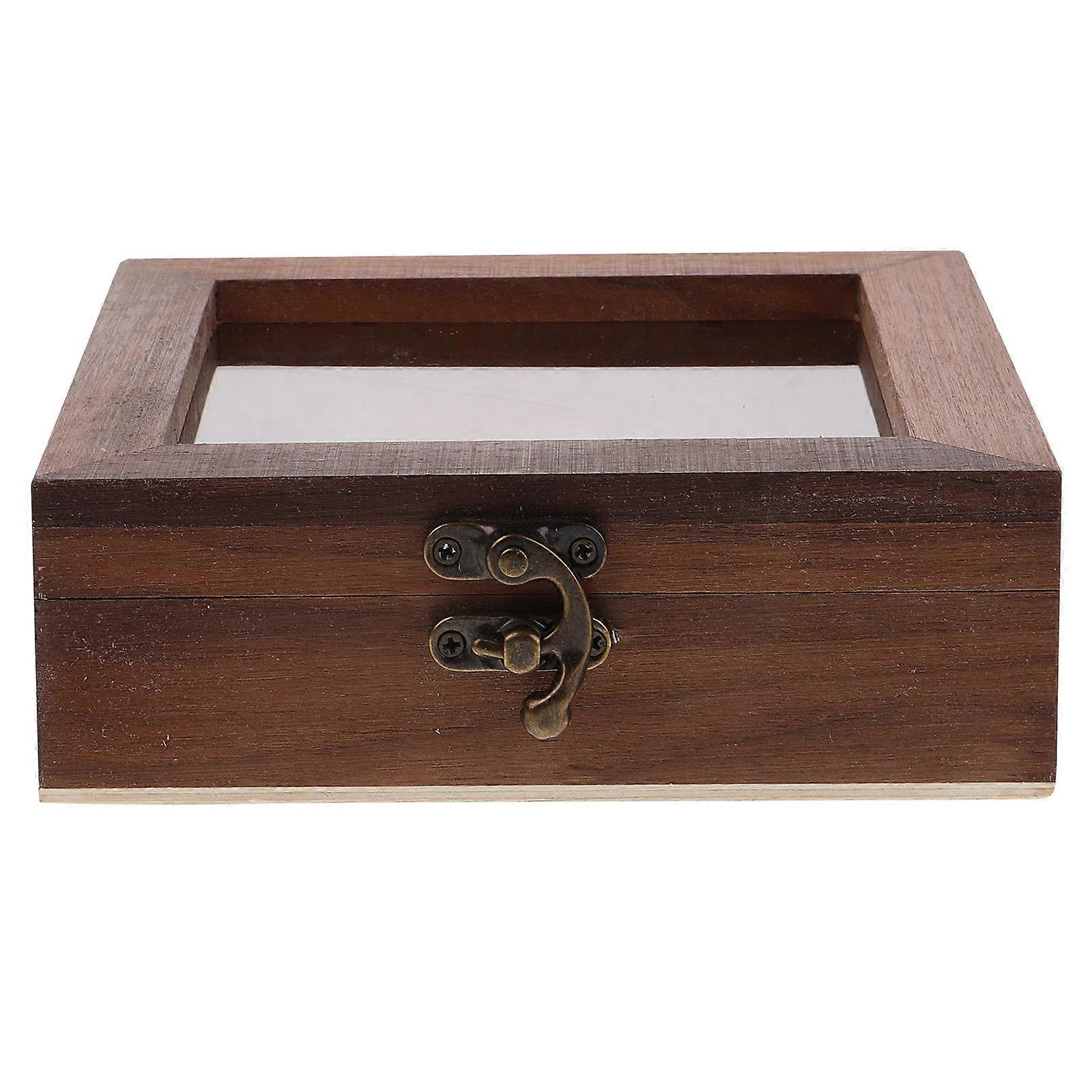 Wooden Display Case 3Pcs Rectangular Specimen Holder Ideal For Desk Display Featuring Item Protection