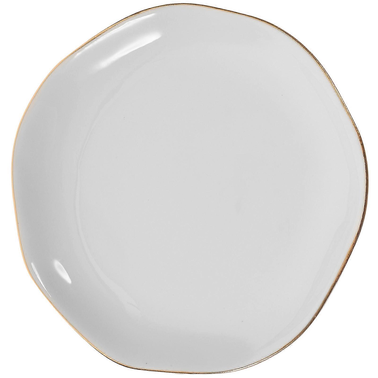 Decorative Ring Dish Jewelry Tray for Storage 2Pcs White Ceramic