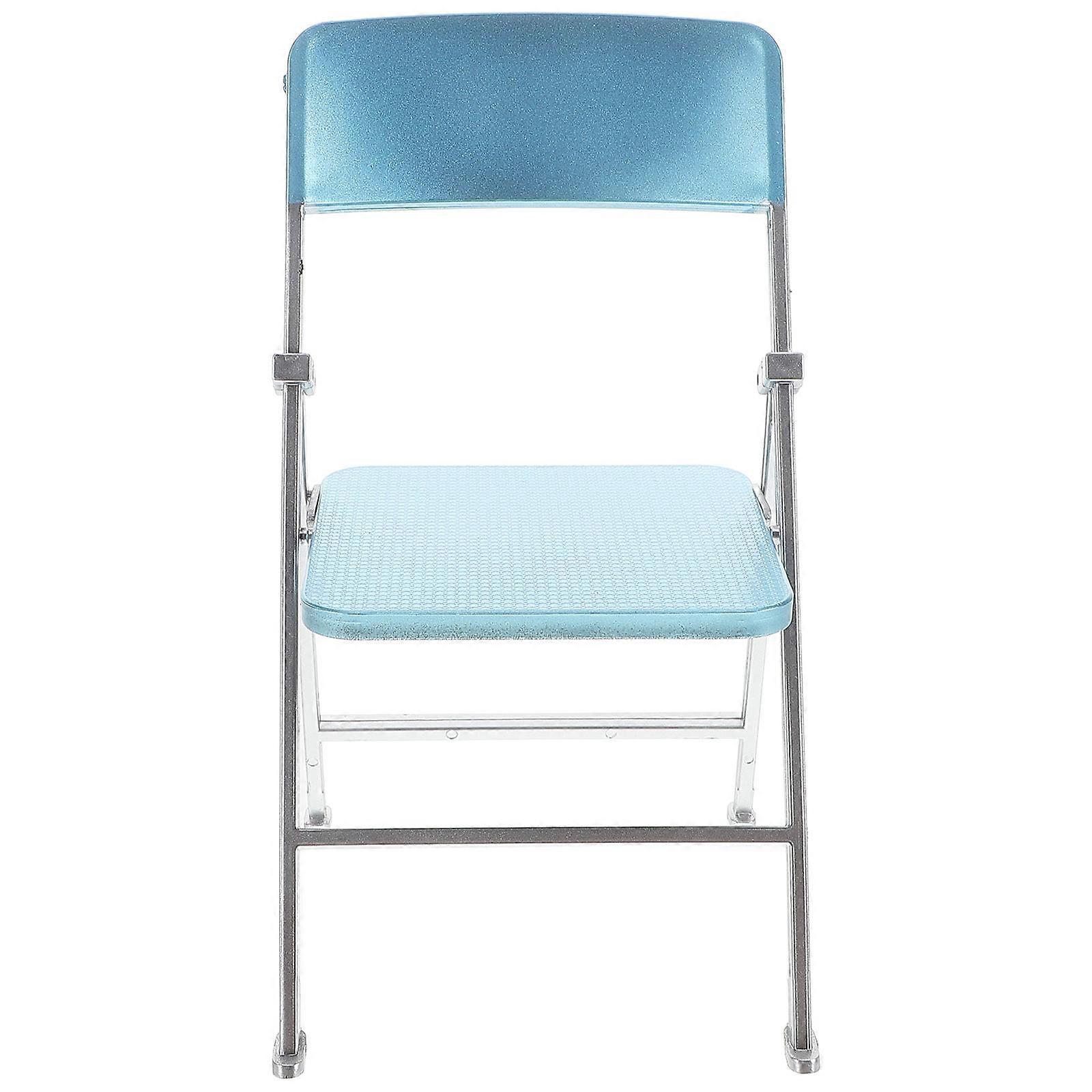 2Pcs Dollhouse Miniature Folding Chair For Kids Playtime Realistic Design Sky-Blue Shape Convenient Storage